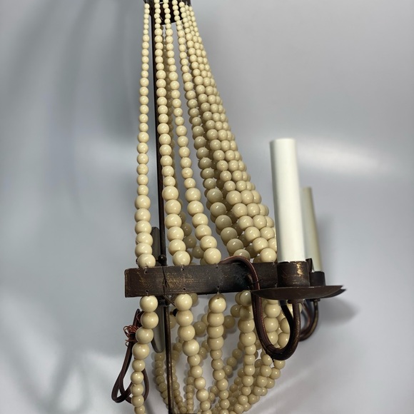 MCM Luxe Iron Beaded Wall Sconce 19 in Romantic Old World Set of 2 - Picture 8 of 11